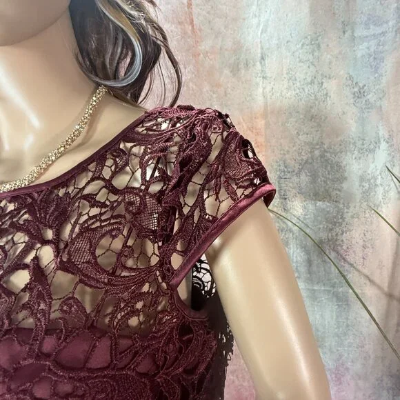 📌Adrianna Papell Rich Illusion Lace Formal - Evening -Mother Bride/ Groom Gown - Picture 4 of 16